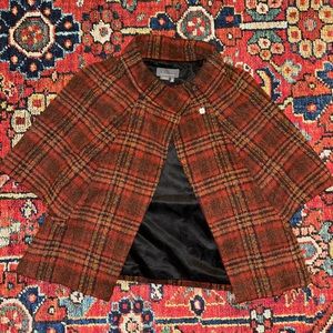 Anthropologie Red Plaid Jacket Vest